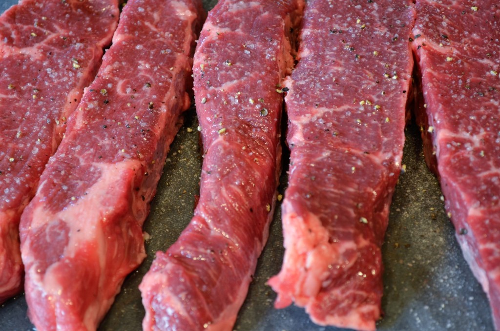 Short ribs - seasoned with salt, pepper, and coated with a little oil.