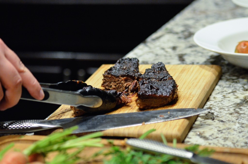 A knife is practically unnecessary as the short rib will just fall apart.